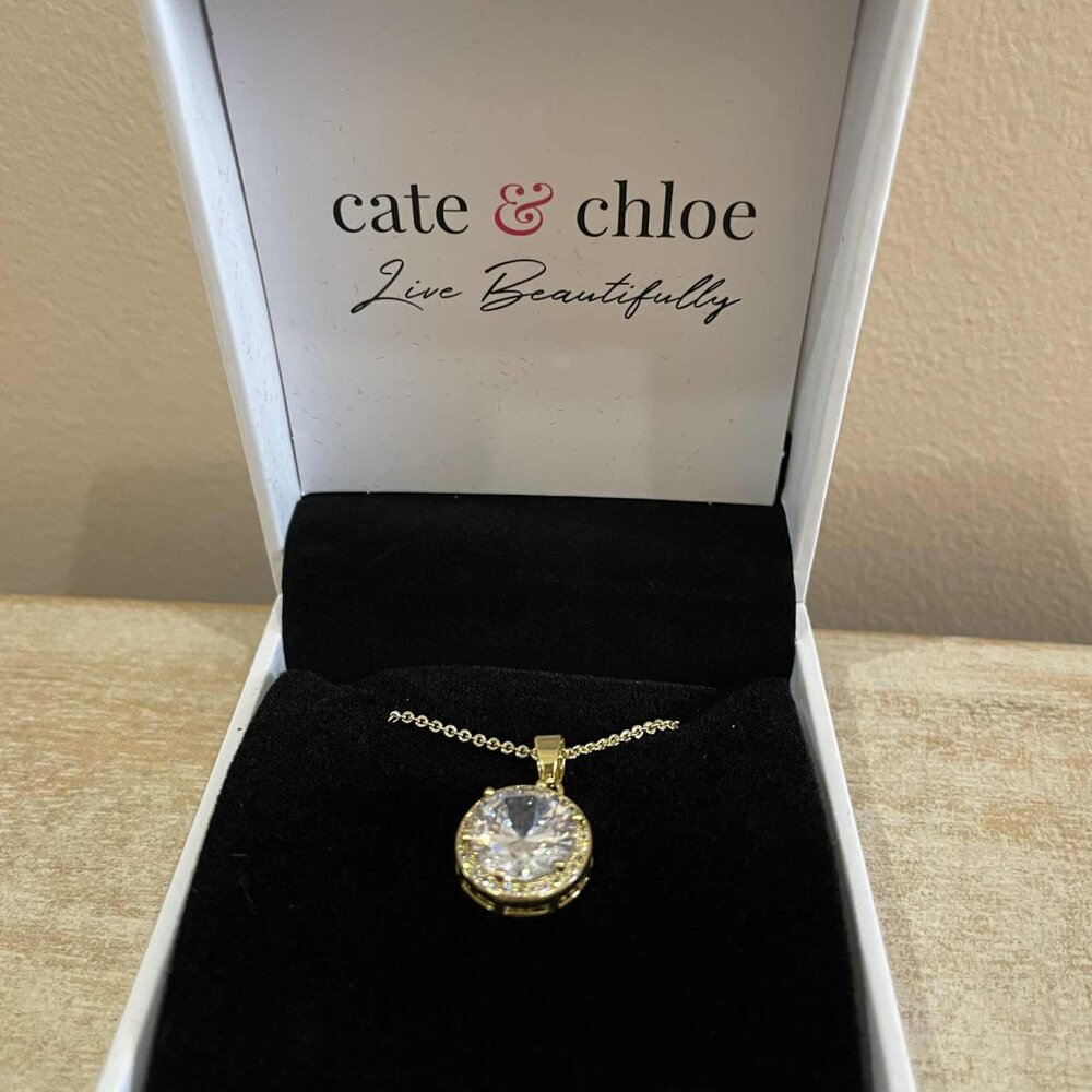 Sophia 18k Yellow Gold Plated Pendant Necklace with Simulated Diamond Crystals